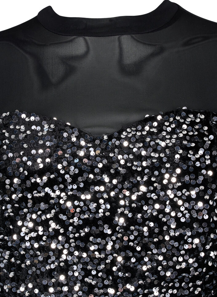 Glitterjurk met pailletten, Black w. Silver, Packshot image number 2