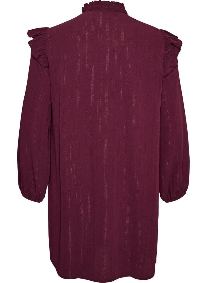 Kort jurkje met ruches en glitter, Rood, Packshot image number 1