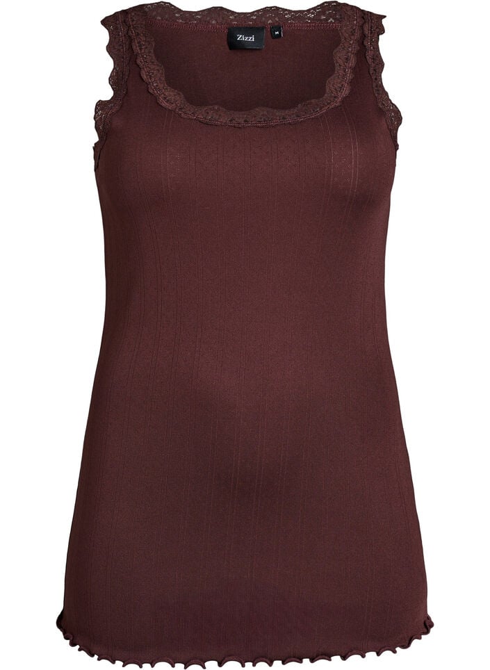 D&eacute;bardeur avec bordure en dentelle et broderie &agrave; &oelig;illets, Marron, Packshot image number 0