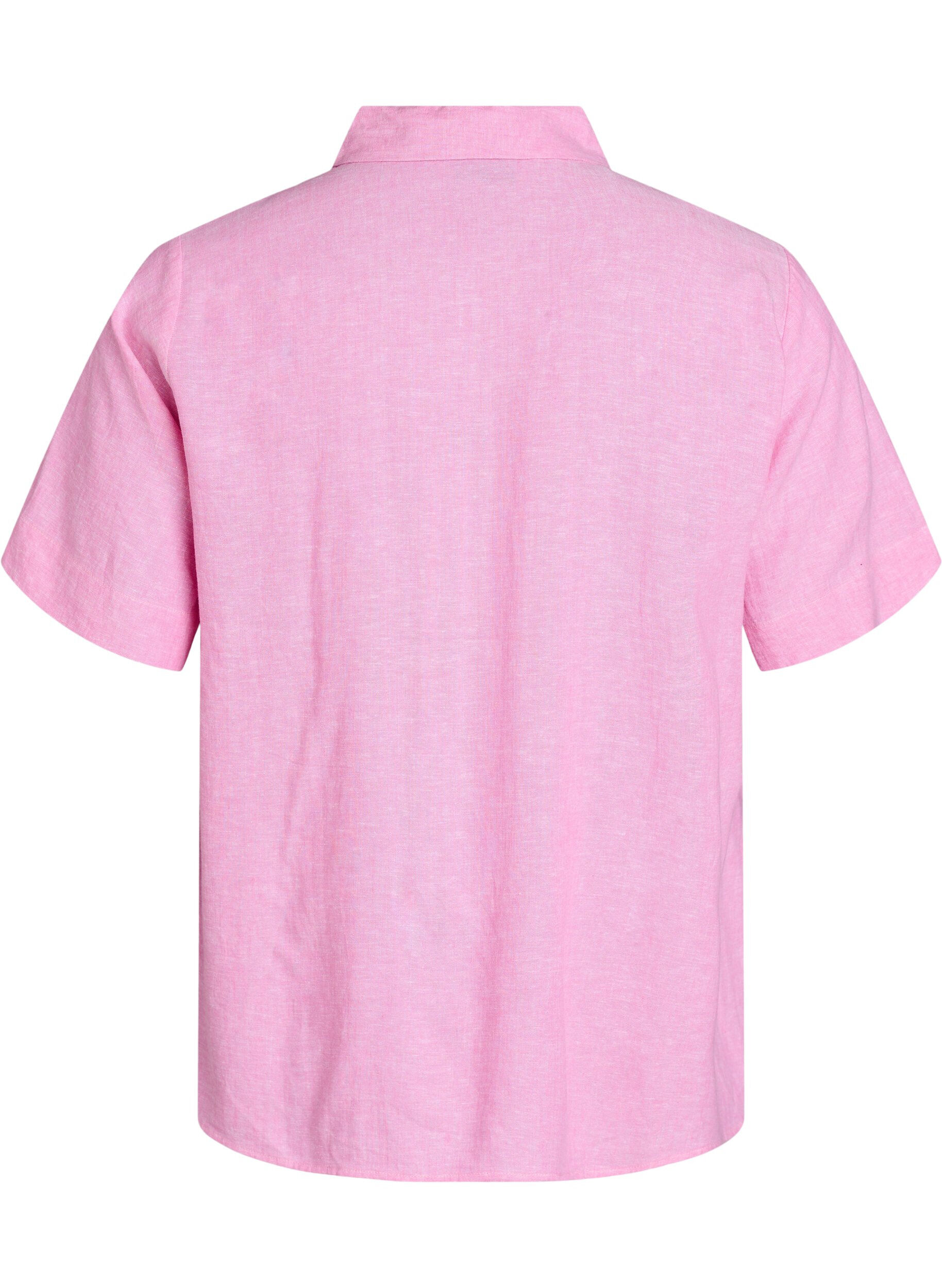 ZizziShirt met korte mouwen in linnen en viscose, Roze, Packshot image number 1