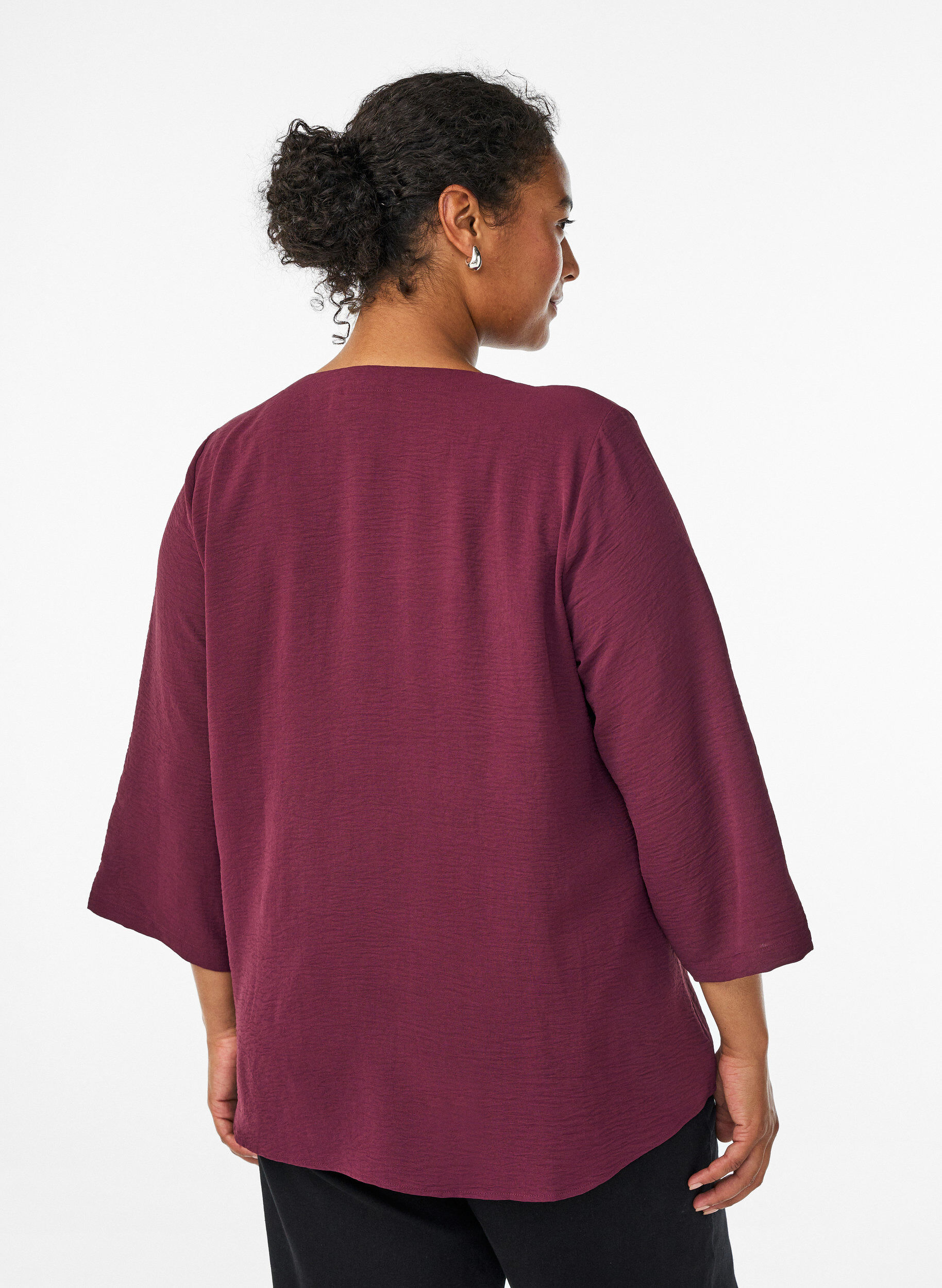 ZizziFLASH - Blouse met 3/4 mouwen, Donker Bordeaux, Model image number 2