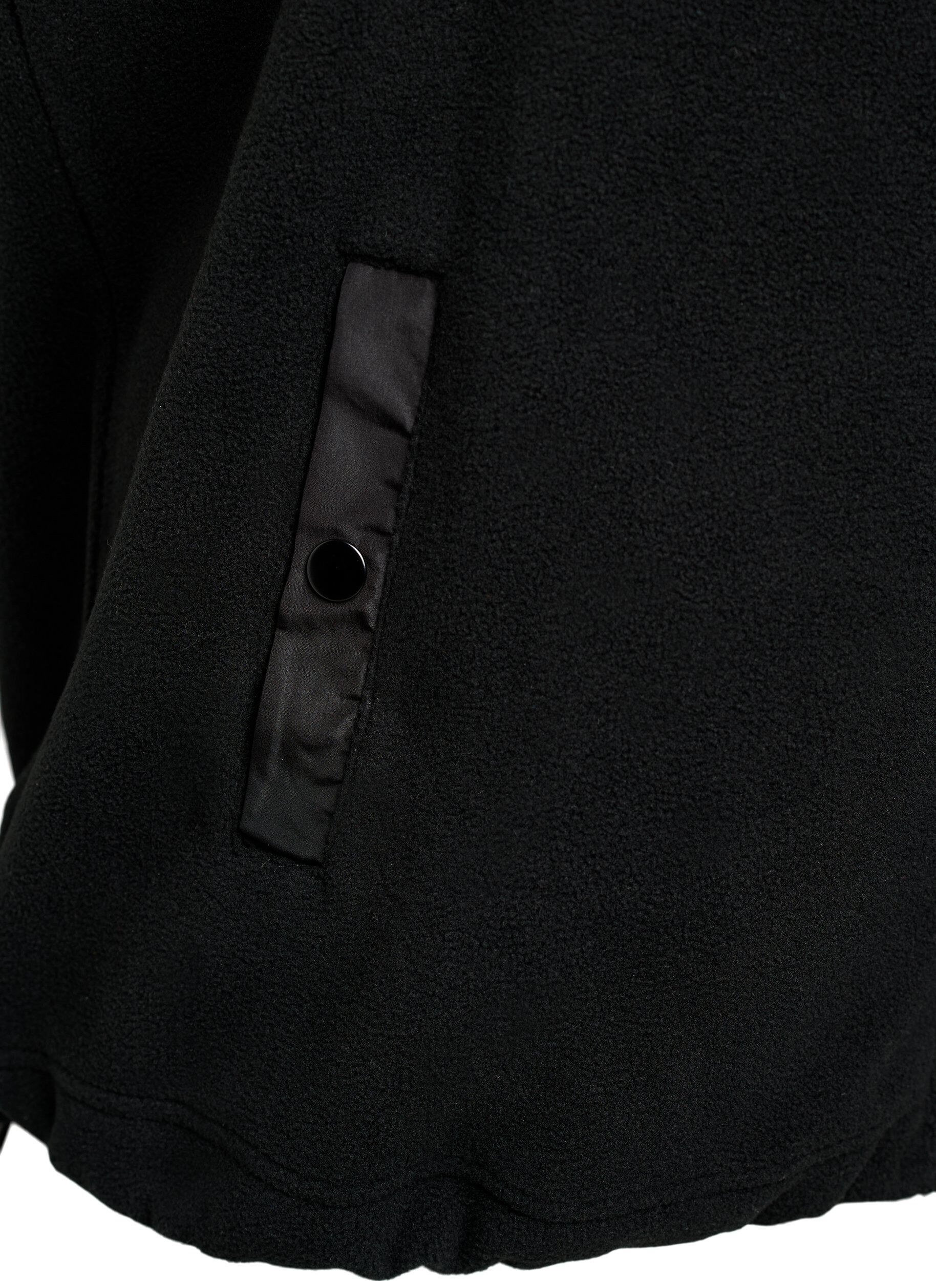 ZizziFleecevest met hoge kraag en trekkoord aan de onderkant, Zwart, Packshot image number 3