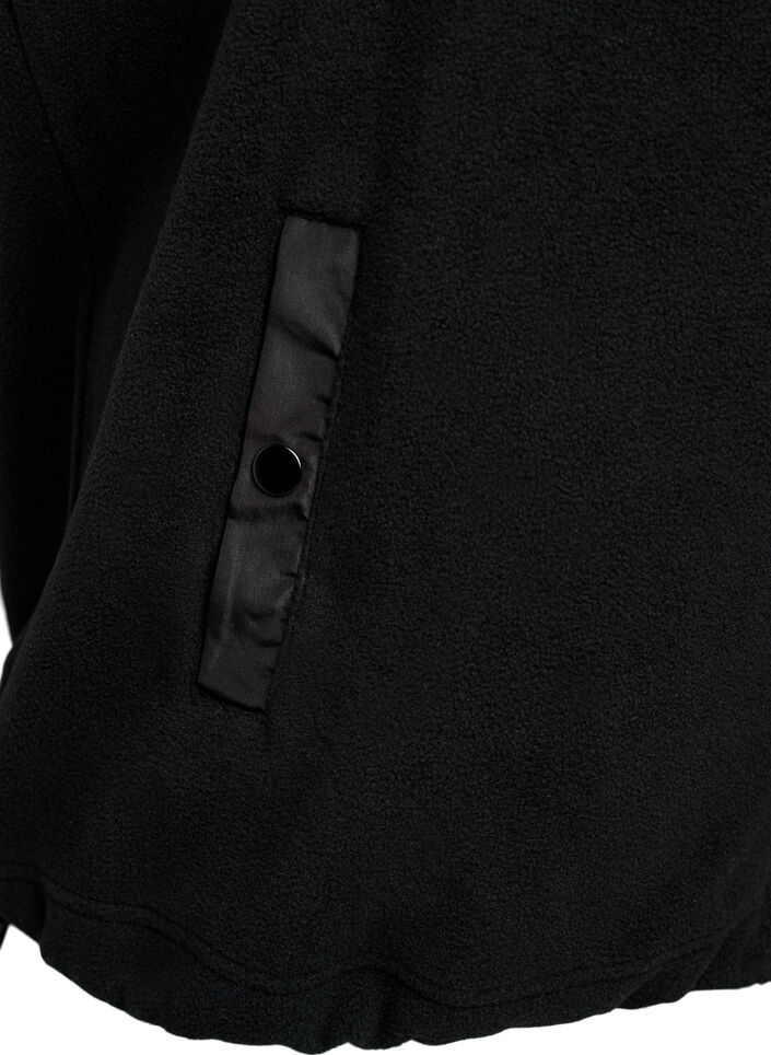 Fleecevest met hoge kraag en trekkoord aan de onderkant, Zwart, Packshot image number 3