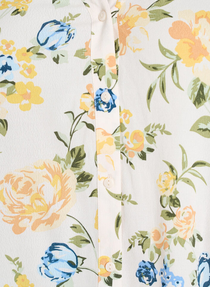 Blouse imprim&eacute;e en viscose avec fermeture boutonn&eacute;e, Vanille, Packshot image number 2