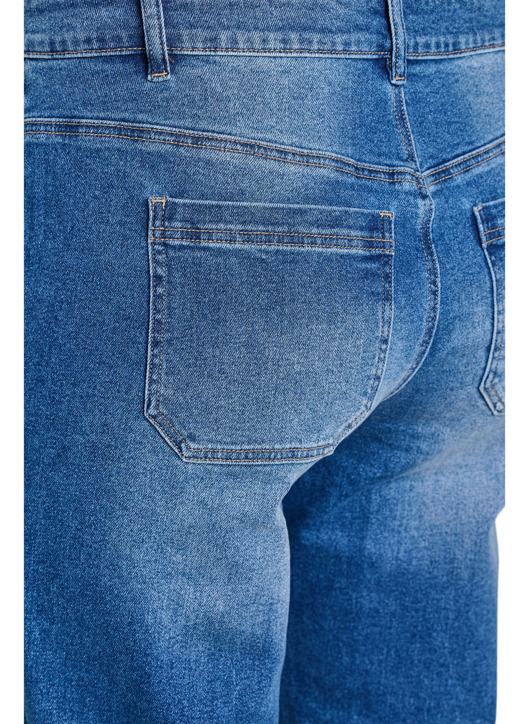 ZizziJeans met zakken aan de voorkant en rechte pijpen, Blauw, Packshot image number 3