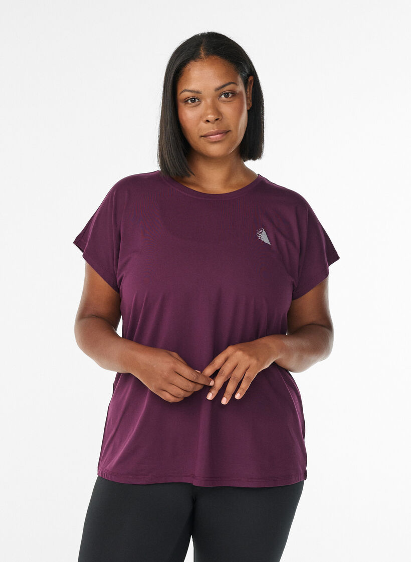 Effen gekleurd trainingsshirt, Paars, Model image number 0