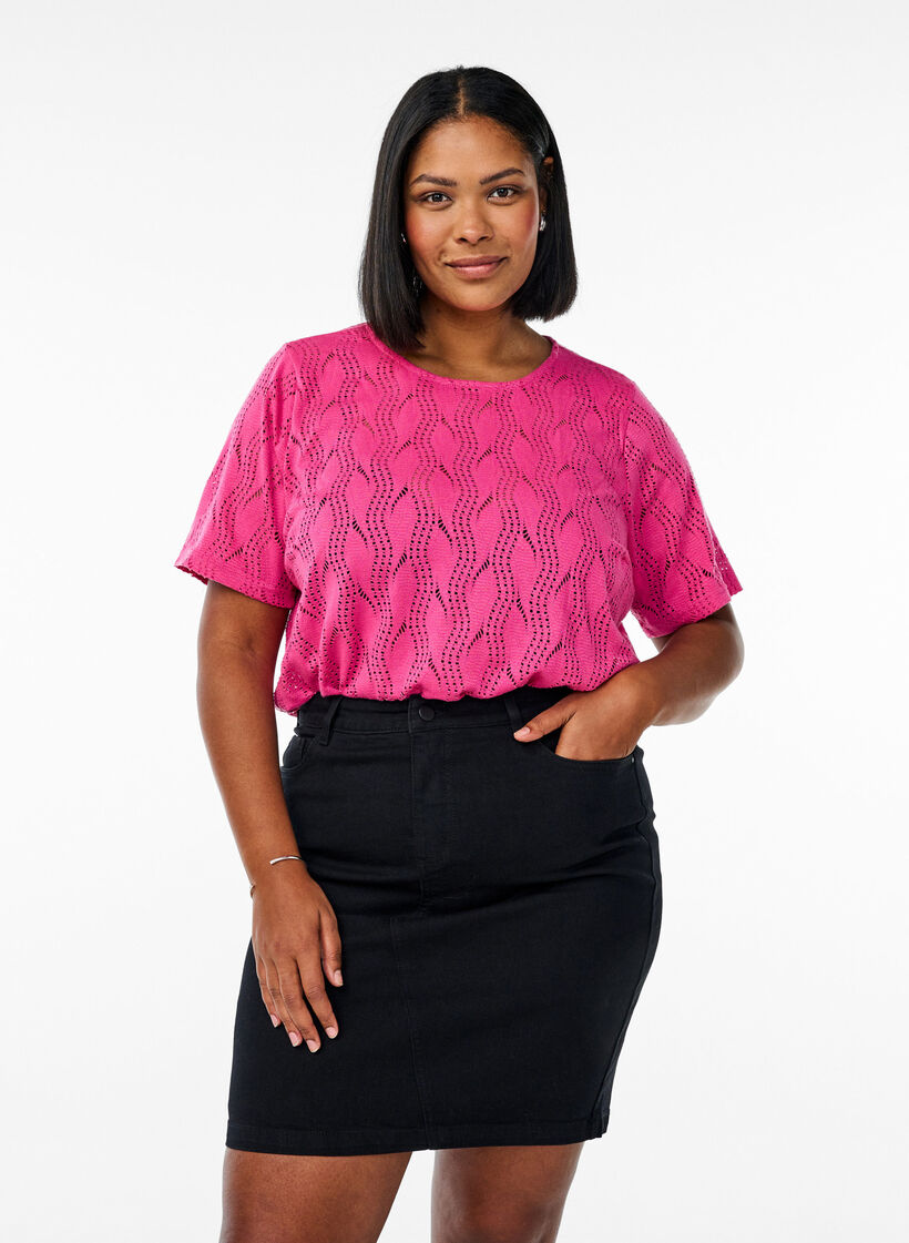 FLASH - Nauwsluitende denim rok, Zwart, Model image number 0