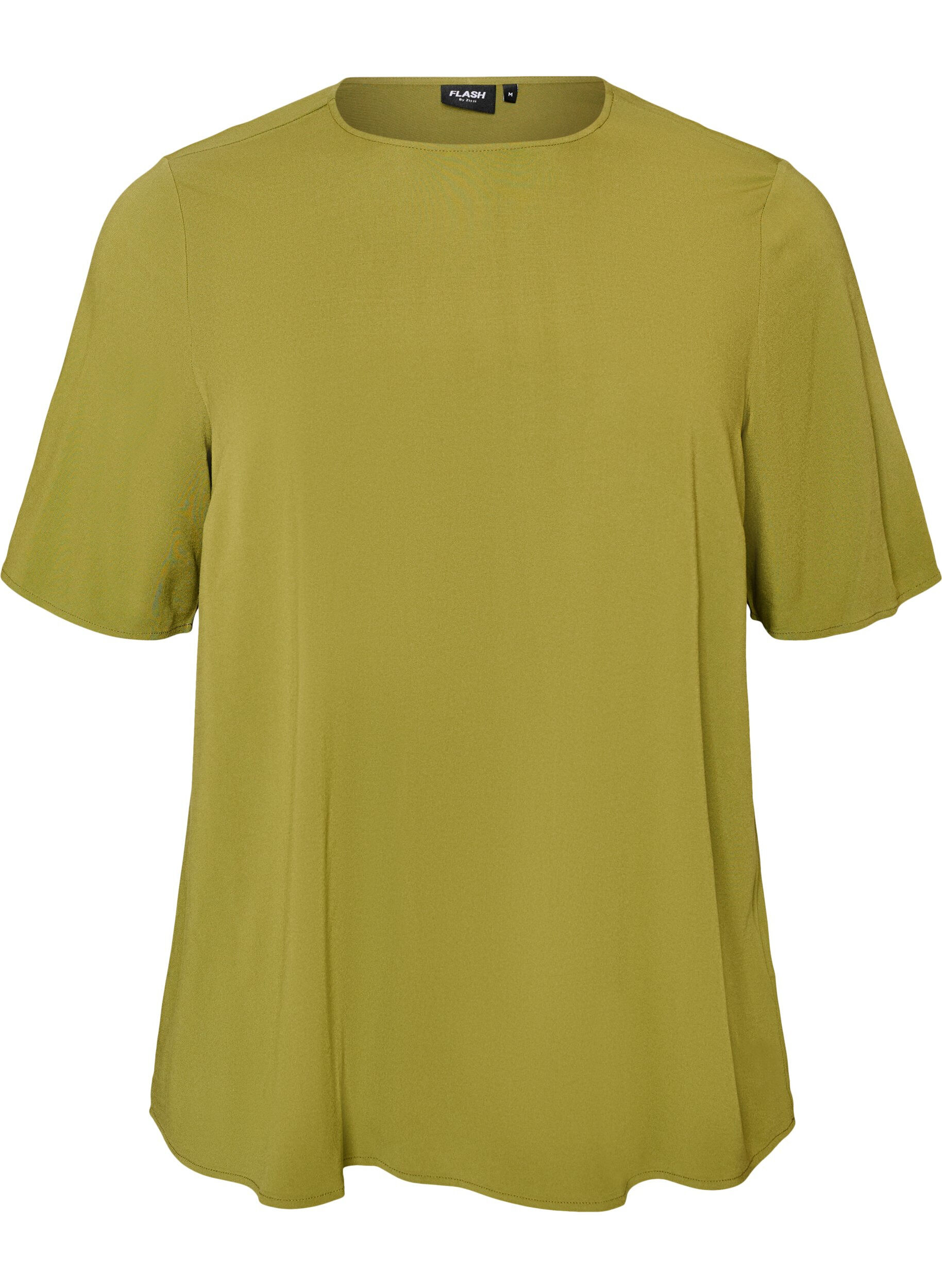 FLASH - Geweven blouse met korte mouwen en ronde hals
