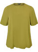 Geweven blouse met korte mouwen en ronde hals, Groen, Packshot image number 0