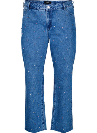 ZizziHoog getailleerde Gemma jeans met strass-steentjes, Blue Denim, Packshot image number 0