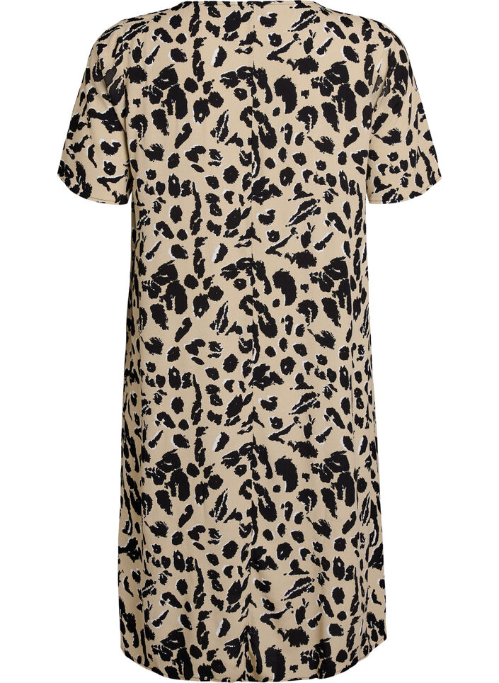 Viscose A-lijn jurk, Beige, Packshot image number 1