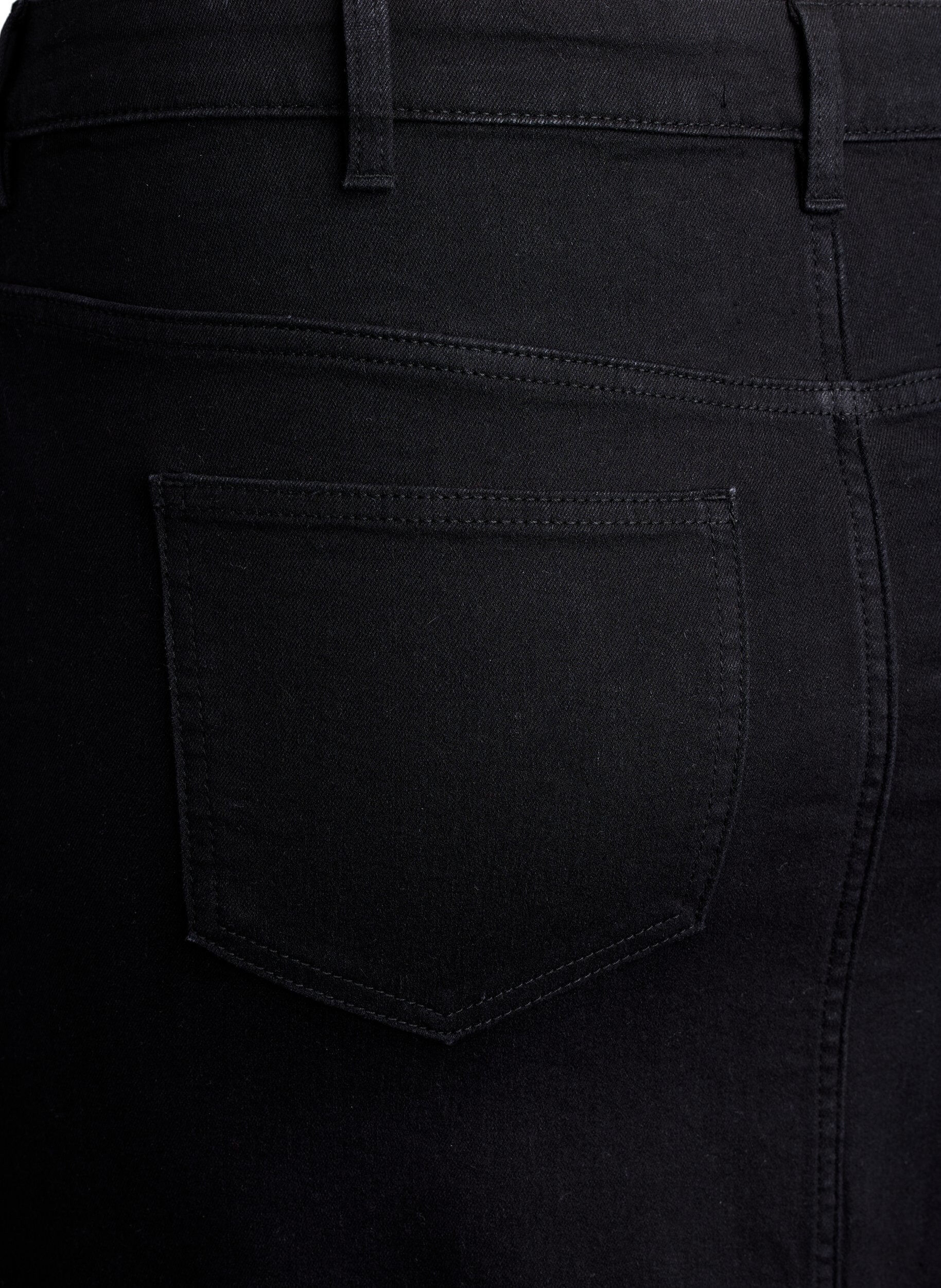 ZizziHalflange denimrok met een voorsplit, Zwart, Packshot image number 3