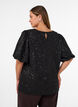 Blouse met pailletten en ballonmouwen, Zwart, Model image number 2