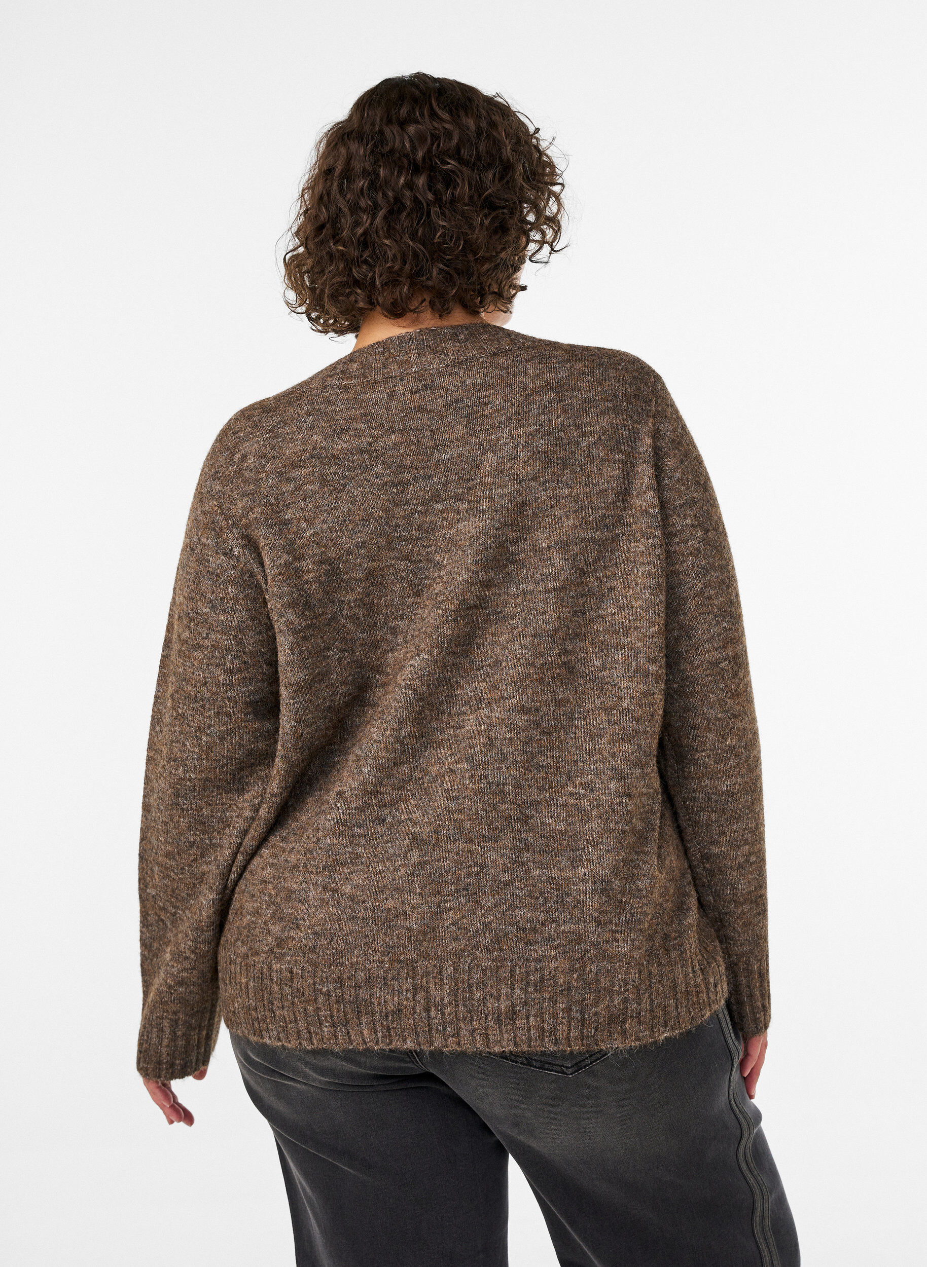 ZizziJumper met V-hals, Bruin, Model image number 2