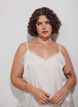 Top &agrave; fines bretelles avec dentelle et ourlet asym&eacute;trique, Vanille, Model image number 3