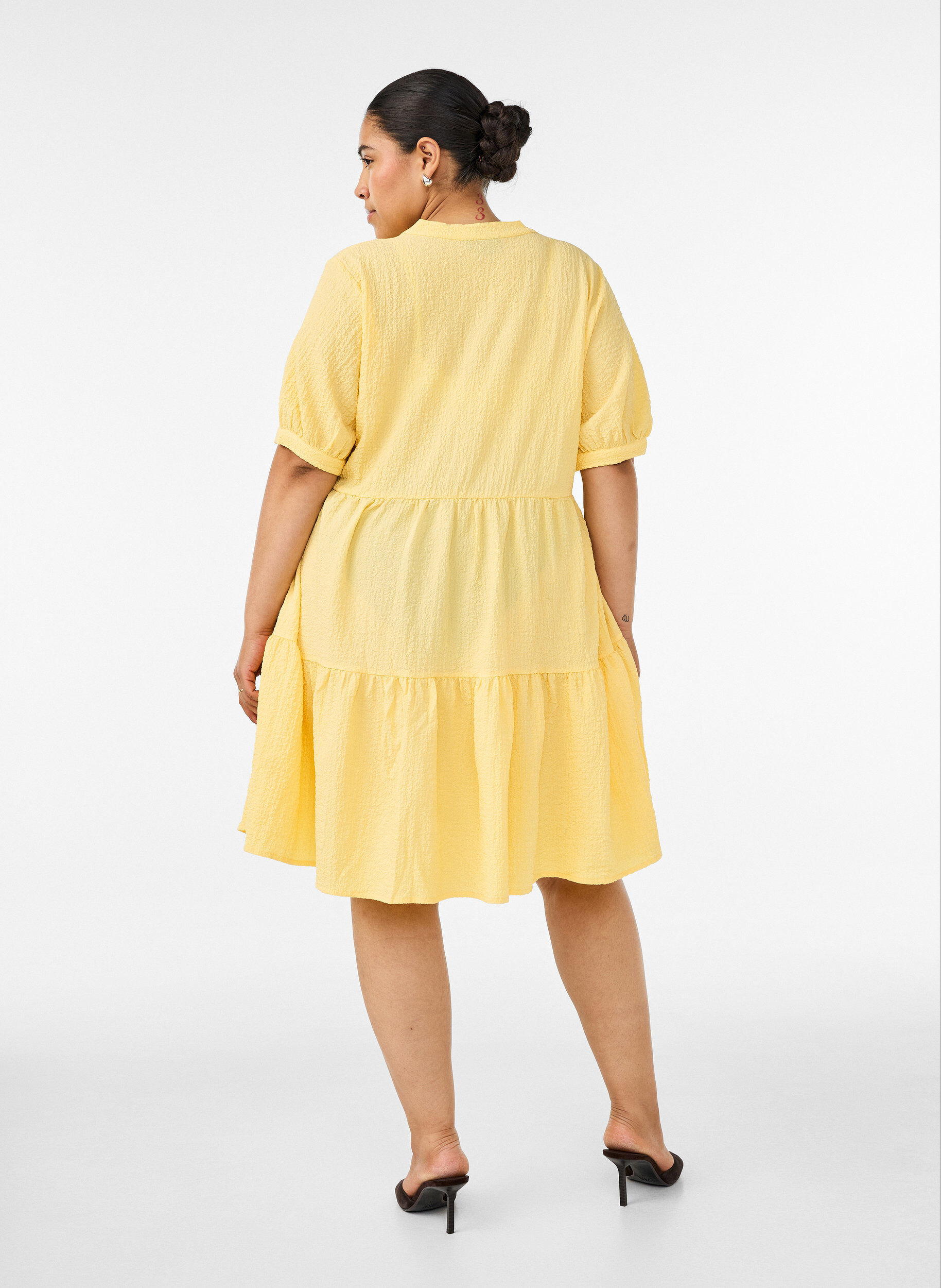 ZizziKorte A-lijn jurk, Geel, Model image number 2