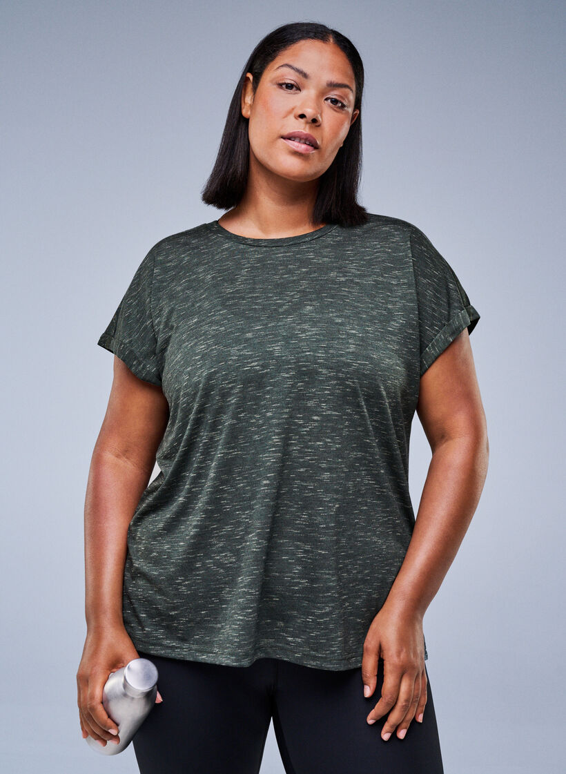 Losse workout T-shirt met korte mouwen, Groen, Image
