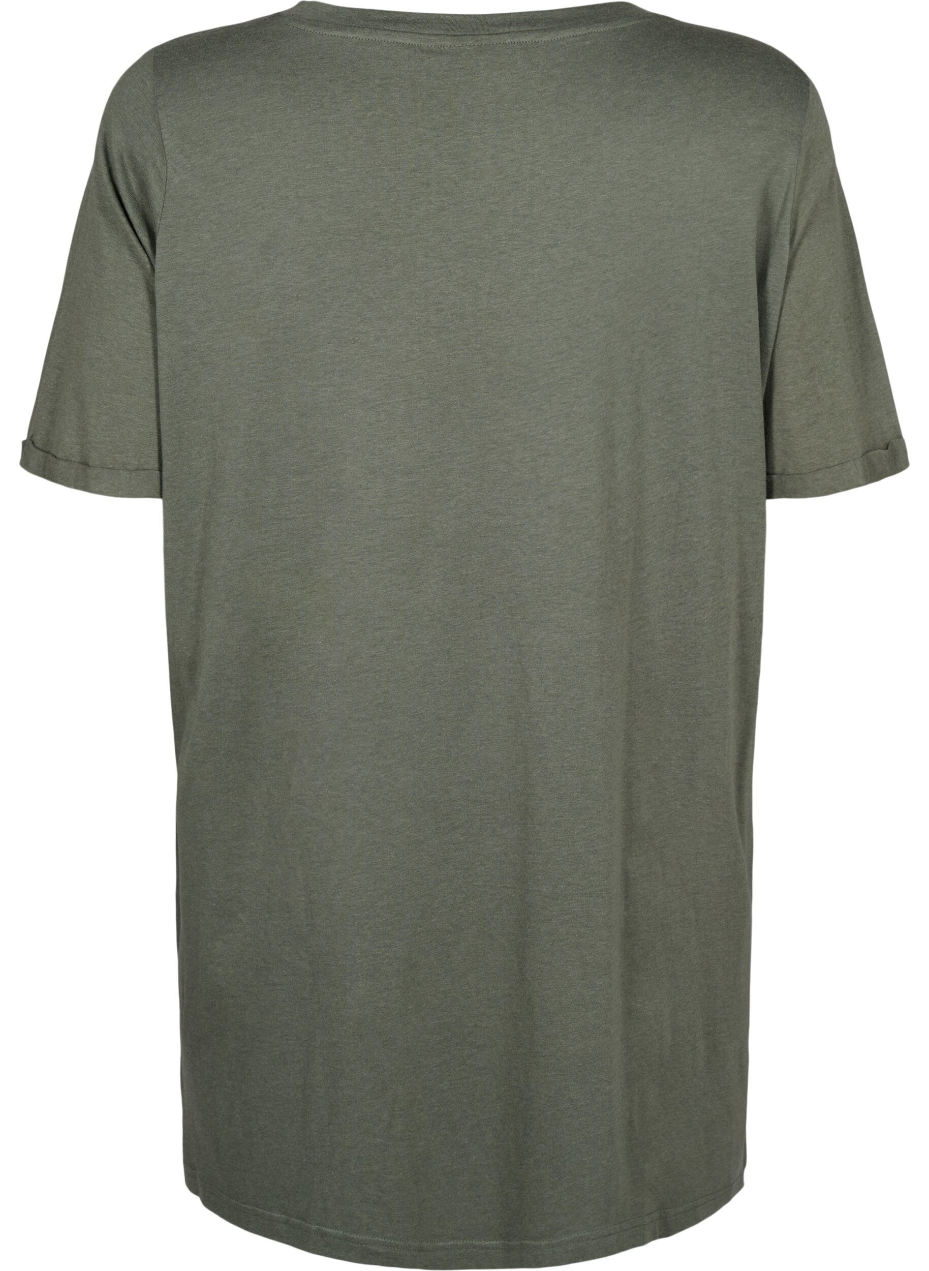 ZizziEnkelkleurig oversized T-shirt met V-hals, Groen, Packshot image number 1