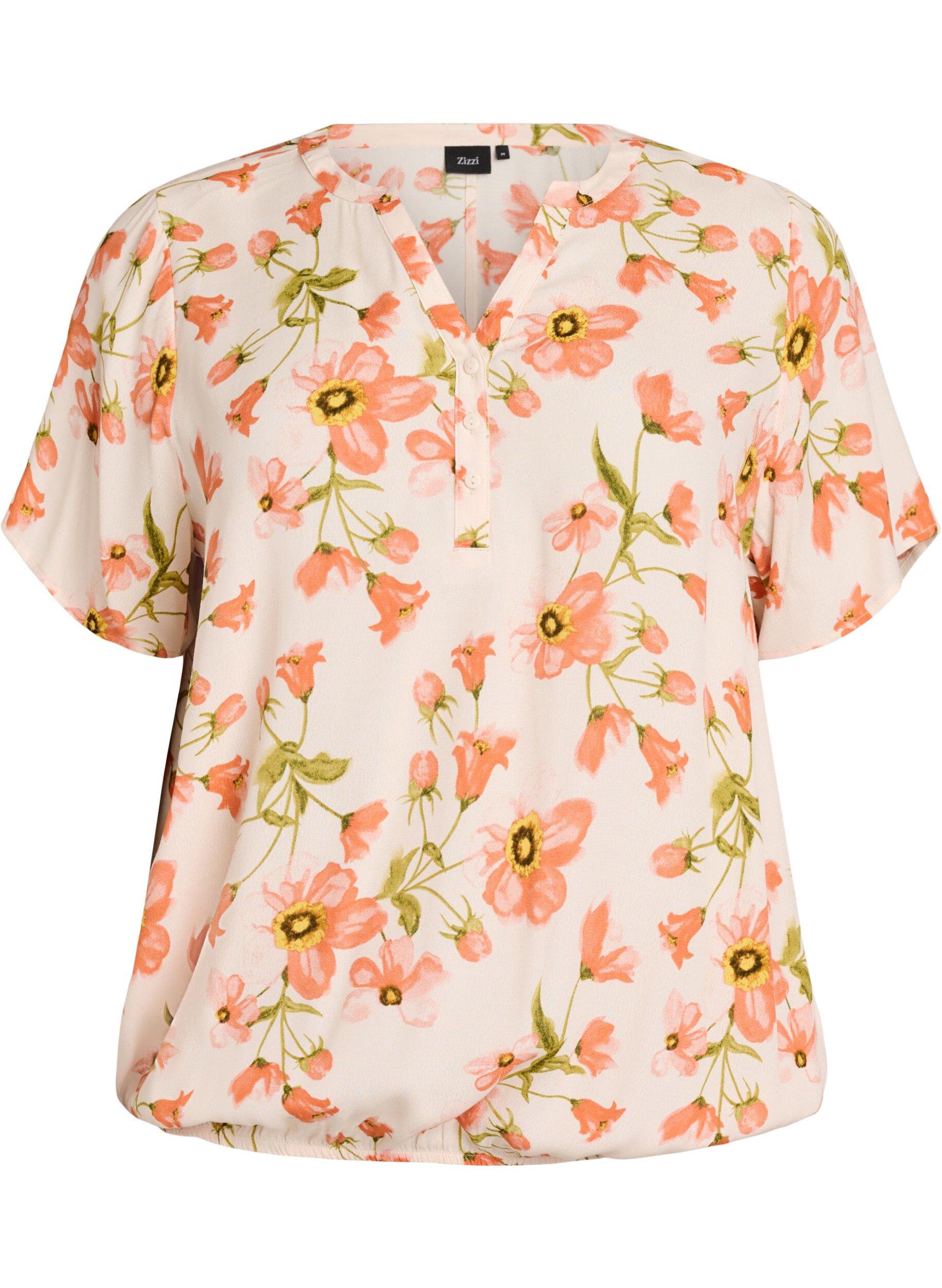 Viscose blouse met bloemenprint en korte mouwen