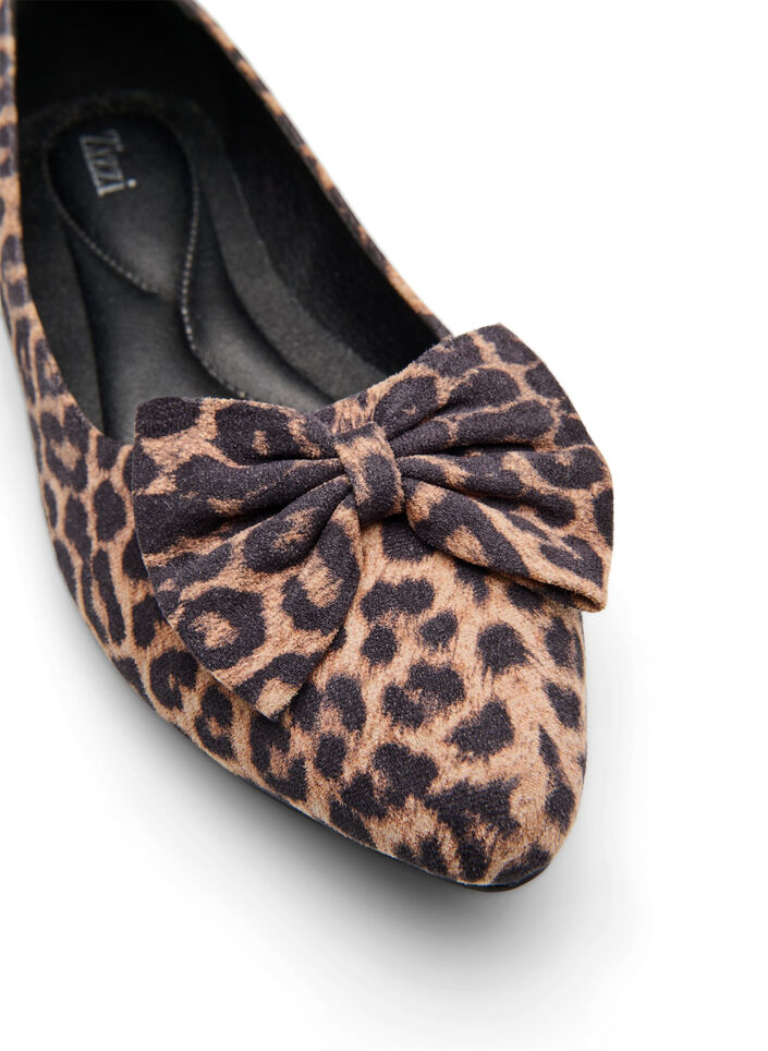 Wide fit - Ballerina pumps met een strik, Leopard AOP, Packshot