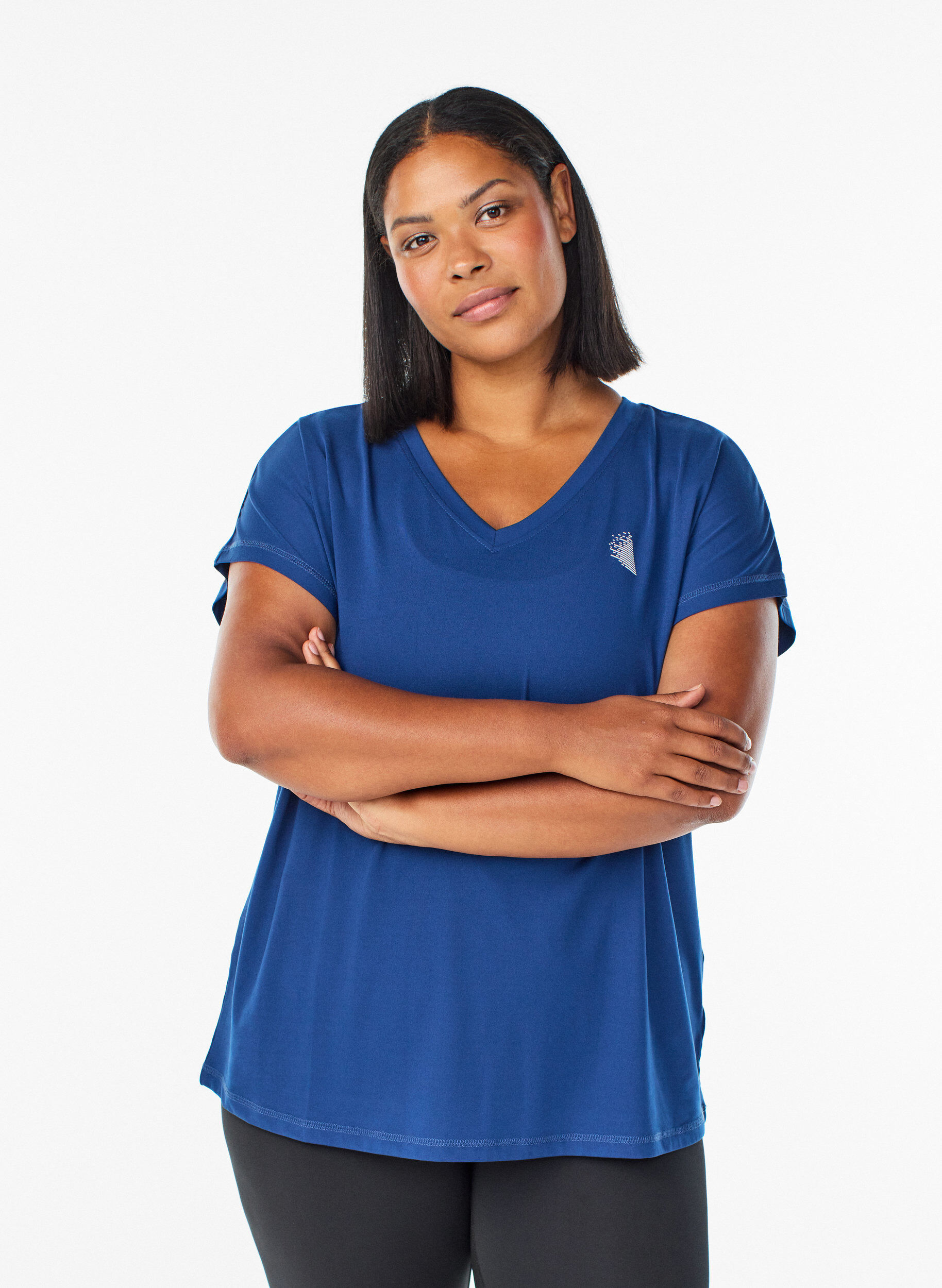ZizziLosvallend sport T-shirt met V-hals, Blauw, Model image number 0