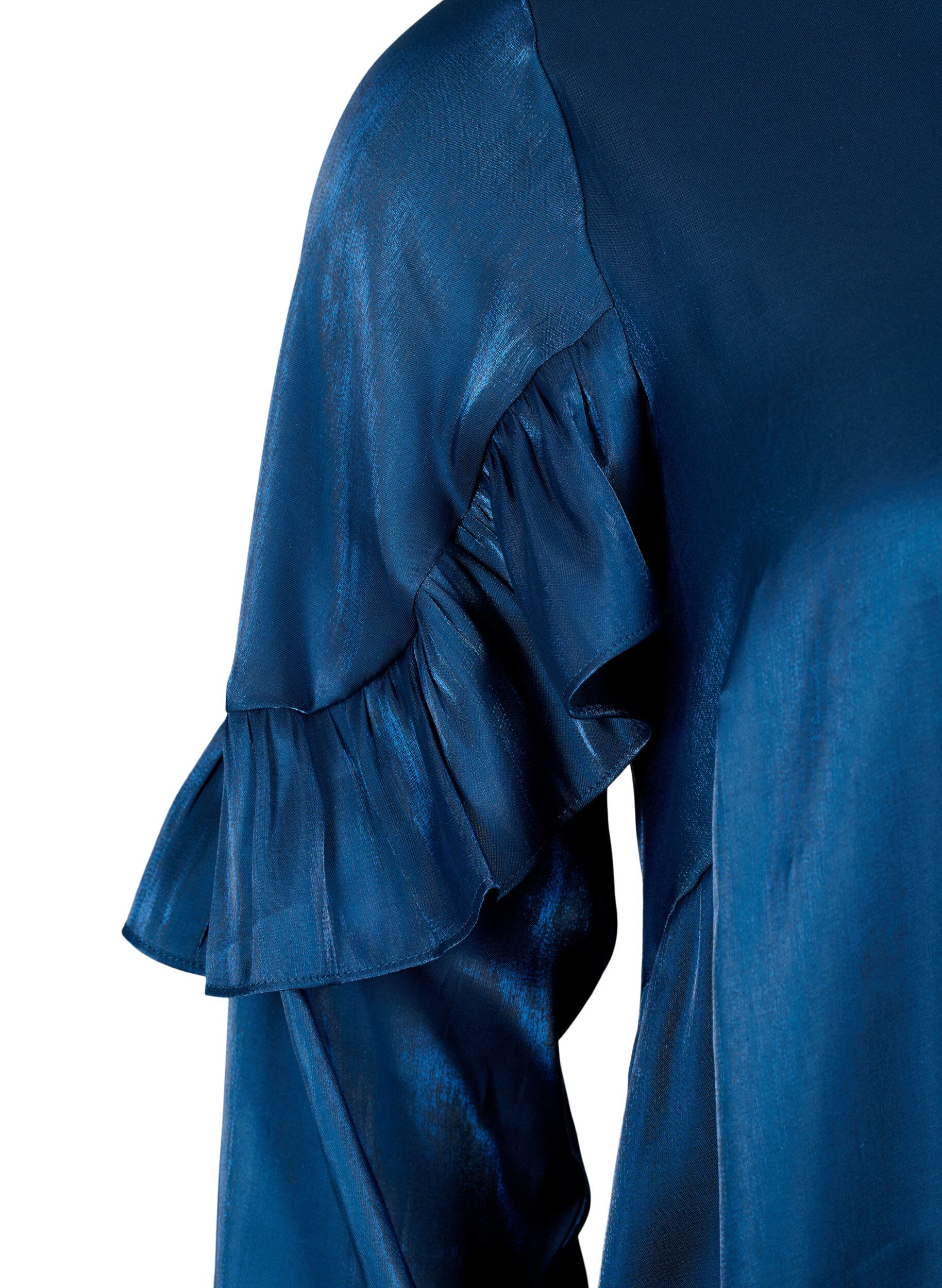 ZizziViscose jurk met V-hals en ruches, Titan, Packshot image number 3