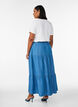 Denim maxi rok met ruches, Blauw, Model image number 1
