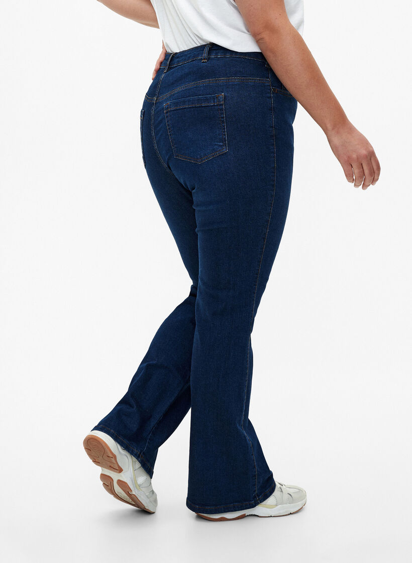 Ellen bootcut jeans met hoge taille, Blauw, Model image number 3