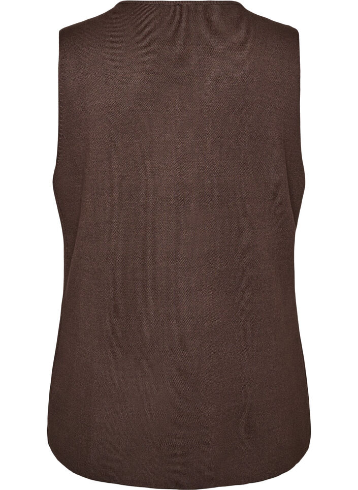 Gilet en maille sans manches avec boutons d&eacute;coratifs, Marron, Packshot image number 1