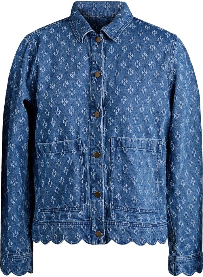 Denimjack met een versleten patroon, Blauw, Packshot