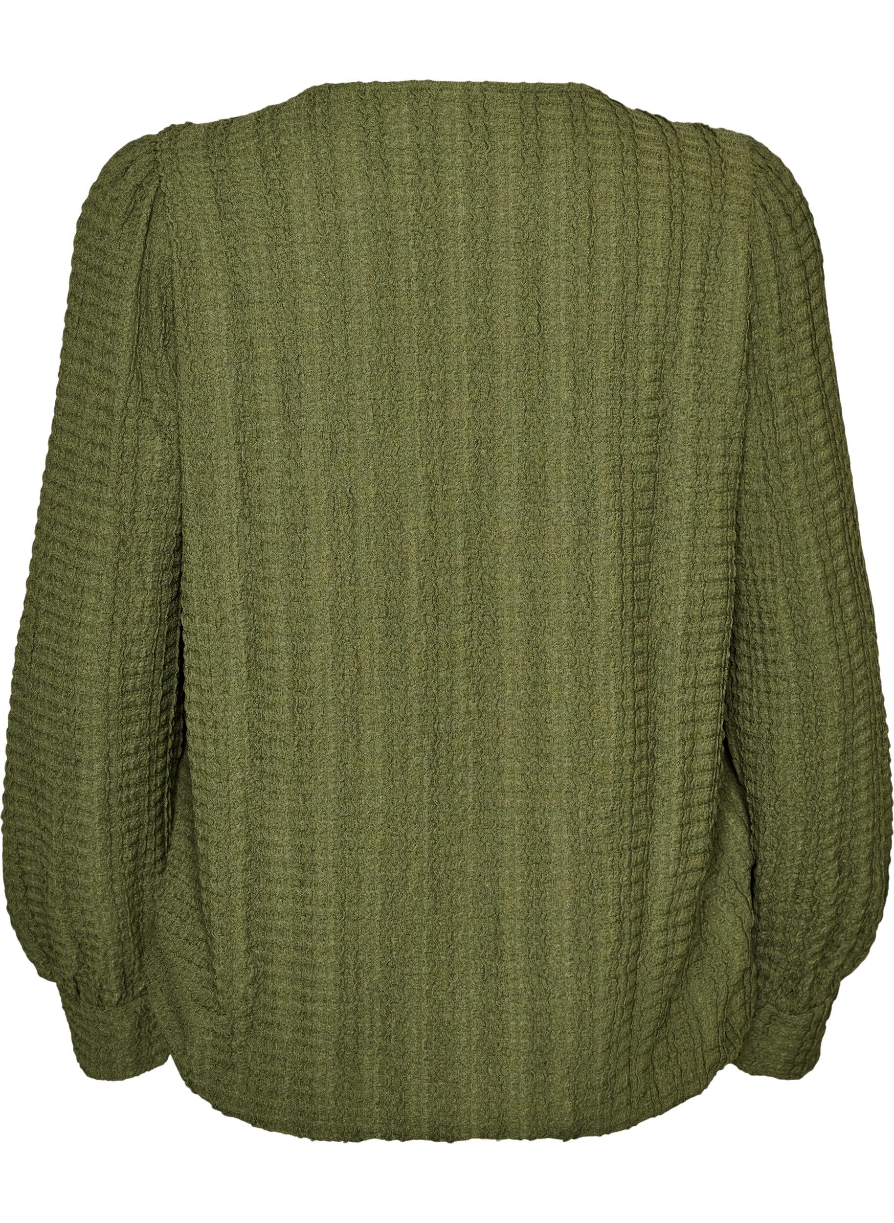 ZizziJersey blouse met structuur en ballonsilhouet, Groen, Packshot image number 1