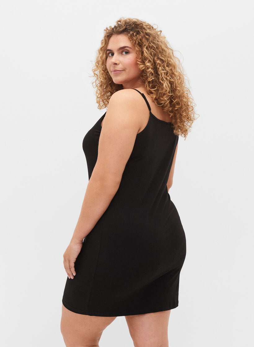 Lang basic katoenen topje, Zwart, Model image number 2