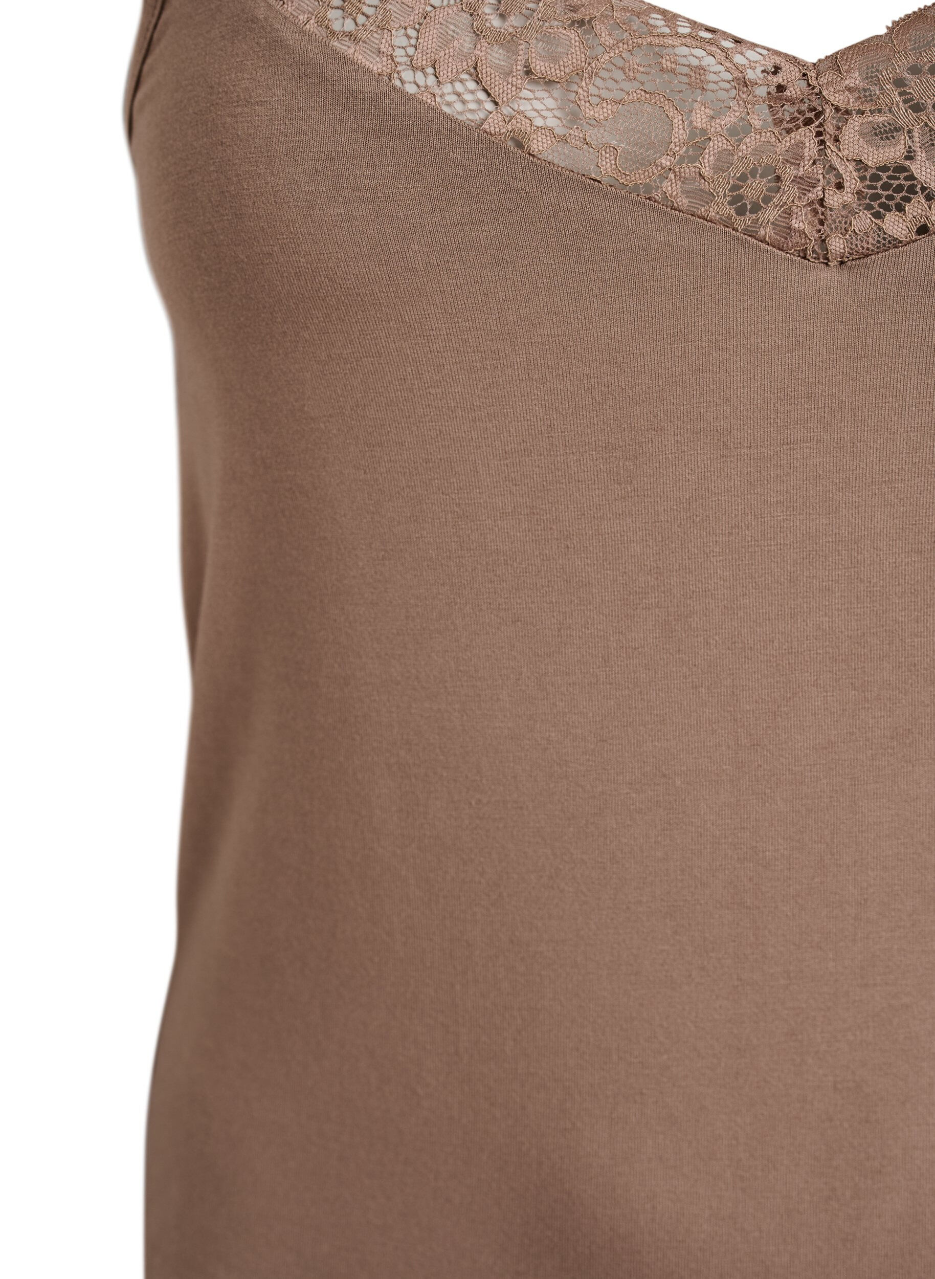 ZizziViscose top met kanten rand, Beige, Packshot image number 2