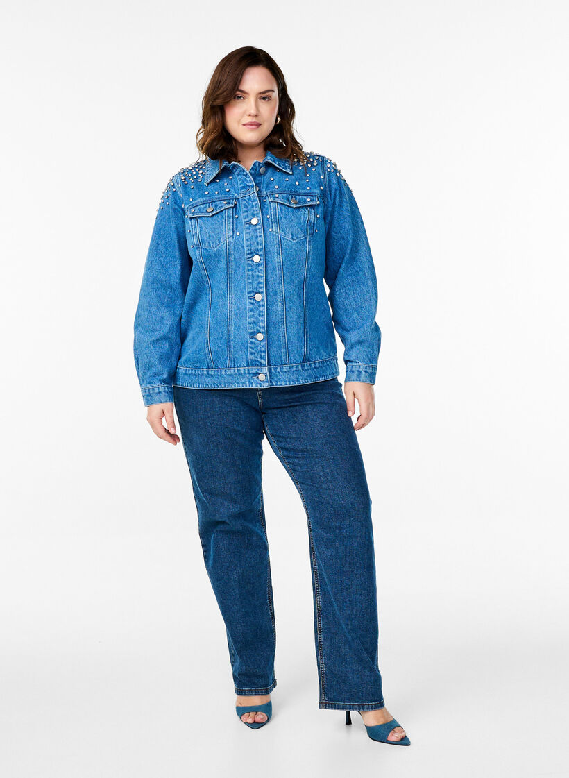 Denim jack met strass-steentjes, Blue Denim, Model