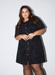 Korte jurk met rozenprint en knopen, Zwart, Model image number 0