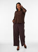 Op maat gemaakte broek met wijde pijpen en hoge taille, Bruin, Model image number 0