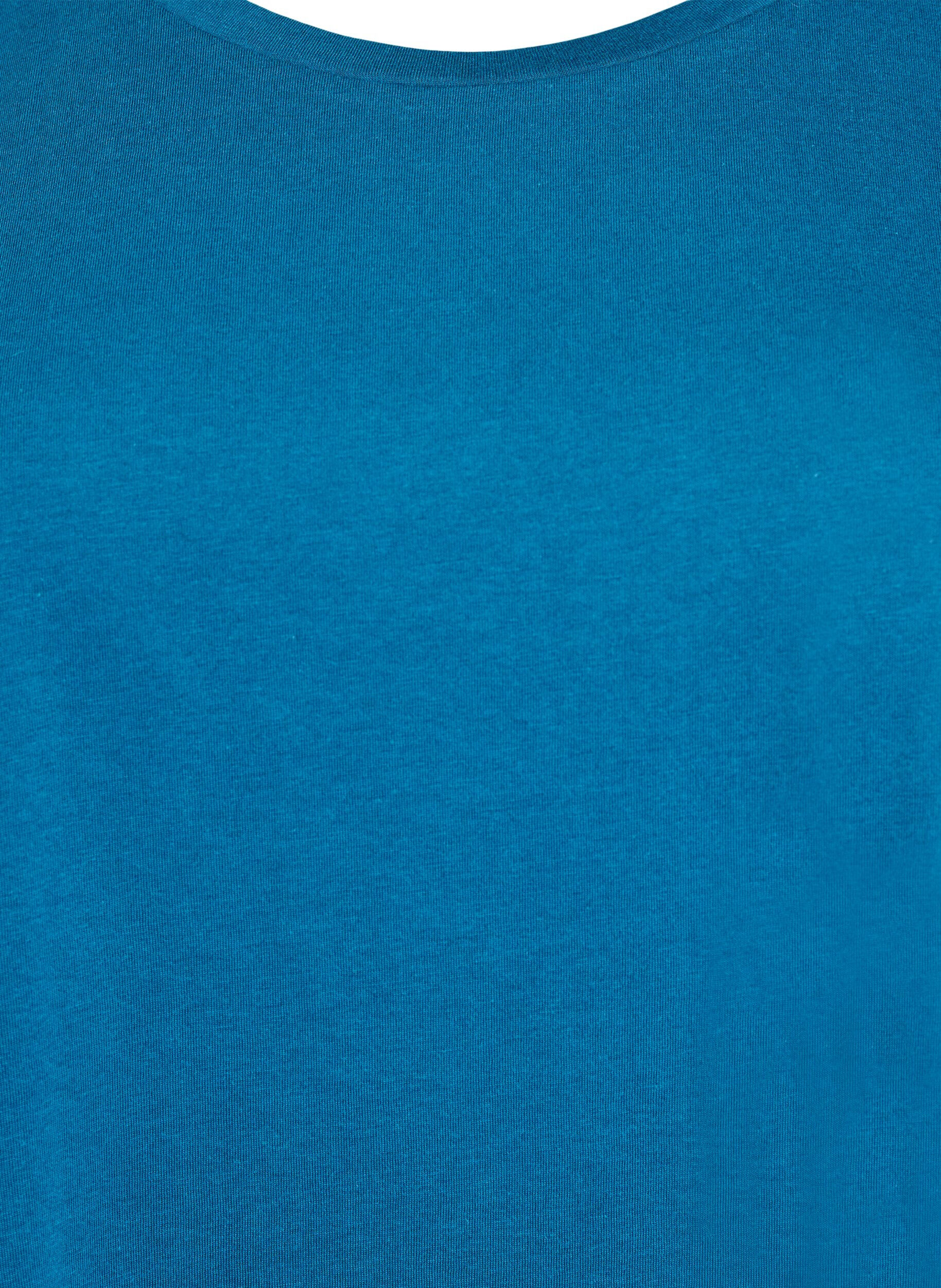 ZizziT-shirt met korte mouwen in een katoenmix, Blauw, Packshot image number 2