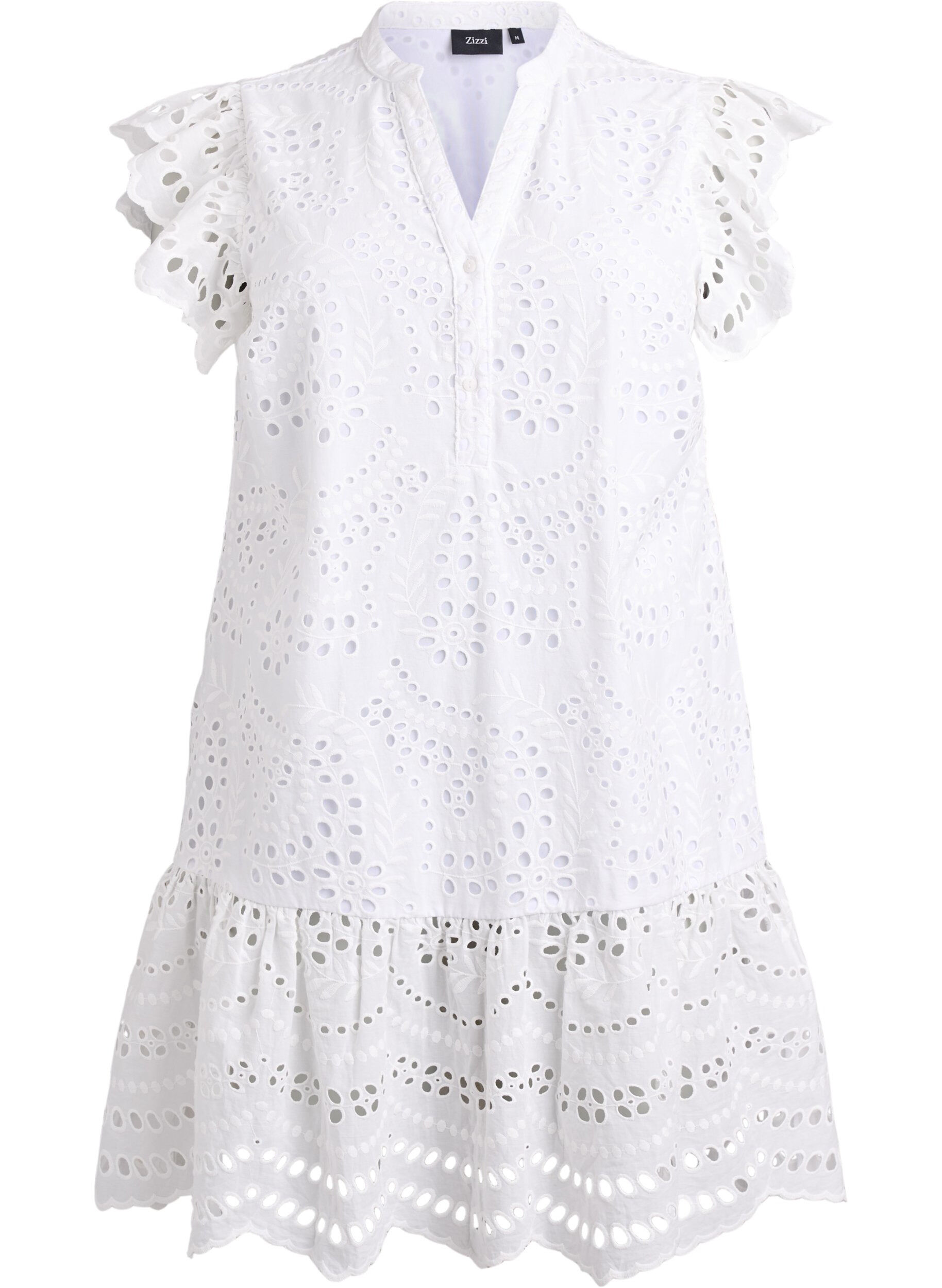 Robe en broderie anglaise avec manches &agrave; volants