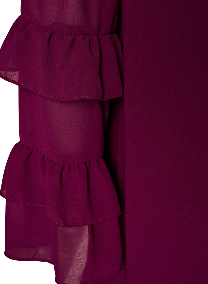 Korte jurk met transparante ruchesmouwen, Paars, Packshot image number 3