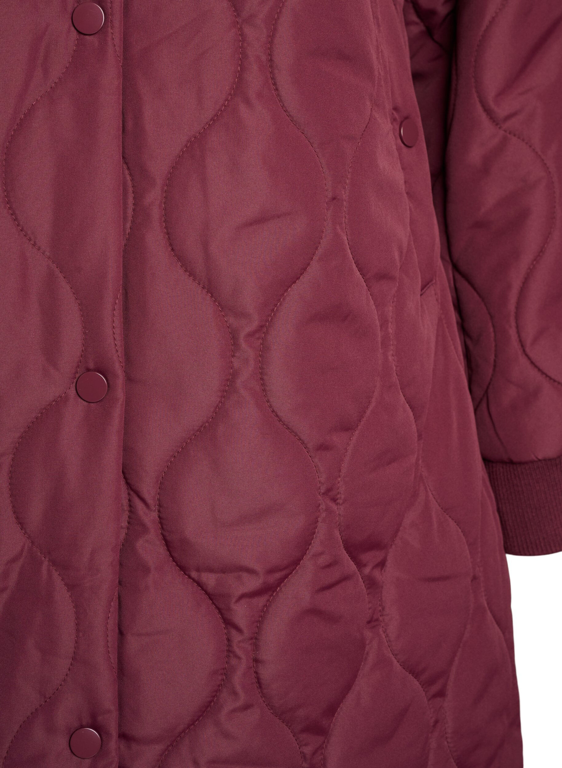 ZizziHalflange gewatteerde jas met een capuchon, Rood, Packshot image number 2