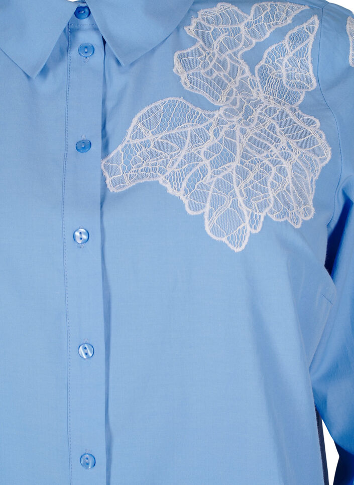 Shirt met kanten details, Della Robbia Blue, Packshot