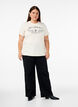 Organisch katoenen T-shirt met print op de voorkant, Vanille, Model image number 1