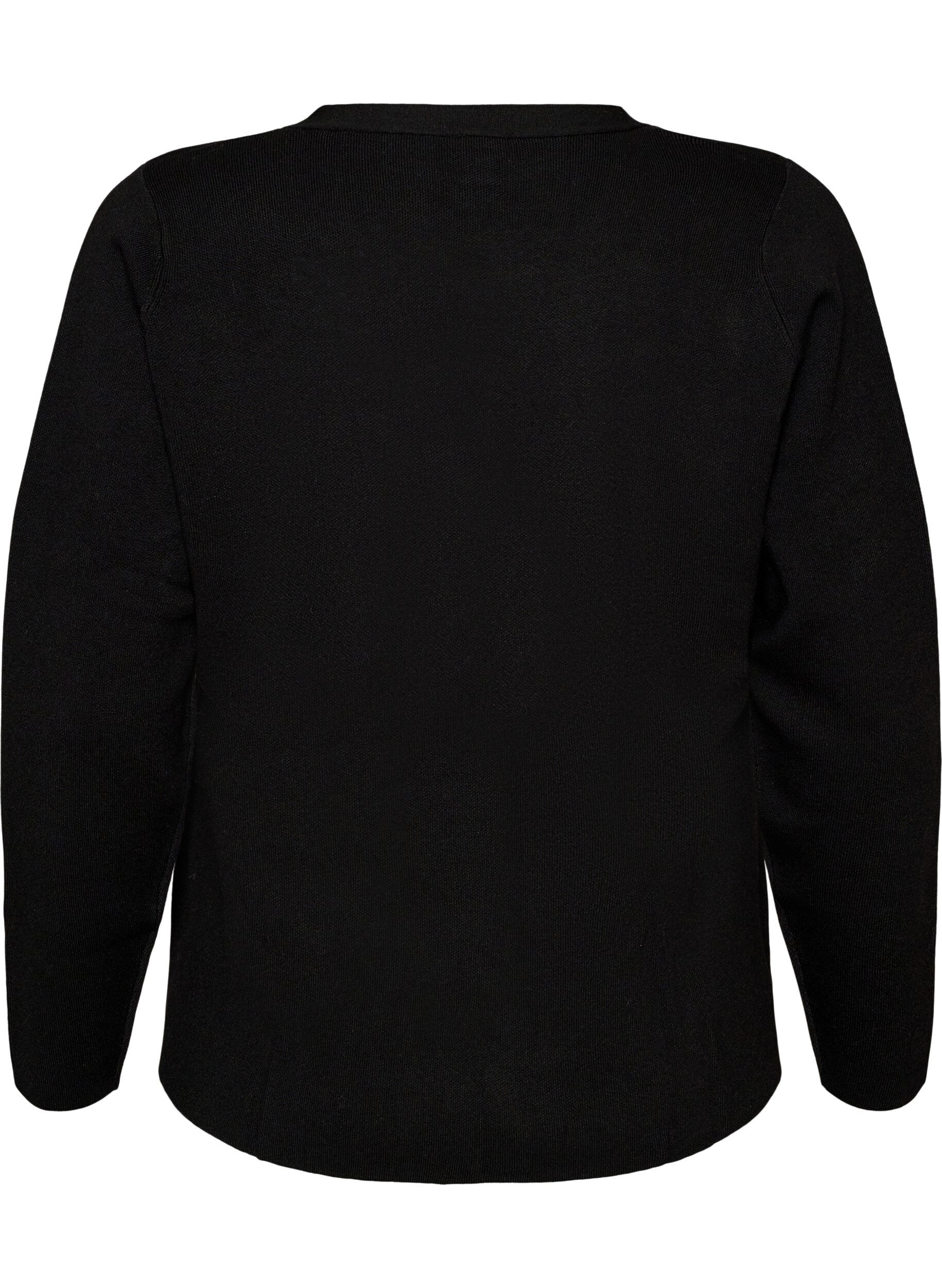 ZizziFijngebreid cardigan met decoratieve knopen, Zwart, Packshot image number 1