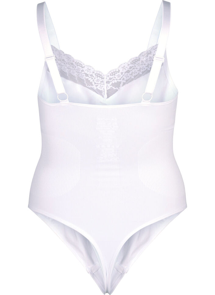 Shapewear bodystocking met veters, Bright White, Packshot