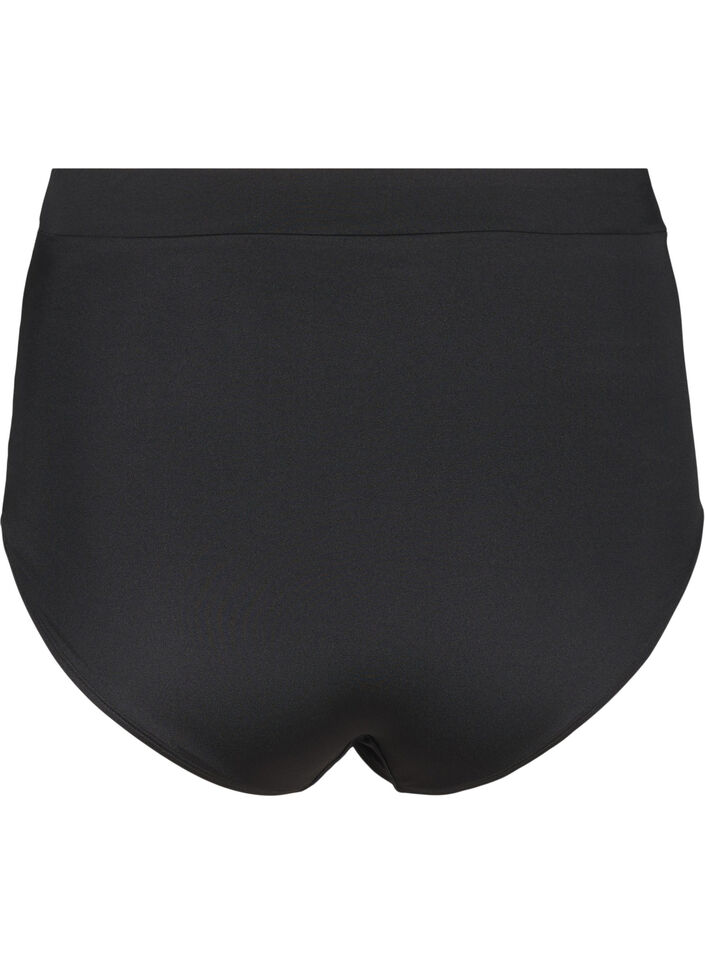 Hoog getailleerde bikinibroek met plooien, Black, Packshot