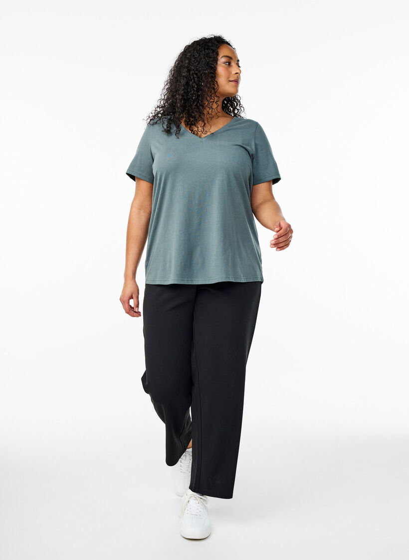 FLASH - T-shirt met V-hals, Groen, Model image number 1