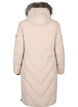 Lange winterjas met haaksluitingen en een nep bontkraag, Beige, Packshot image number 1