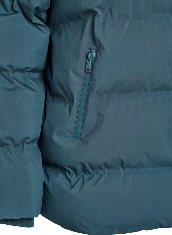 Korte gewatteerde jas met afneembare capuchon, Groen, Packshot image number 3