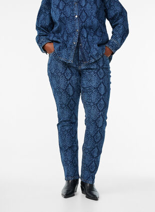 ZizziEmily jeans met slangenprint, Denim Snake AOP, Model image number 2