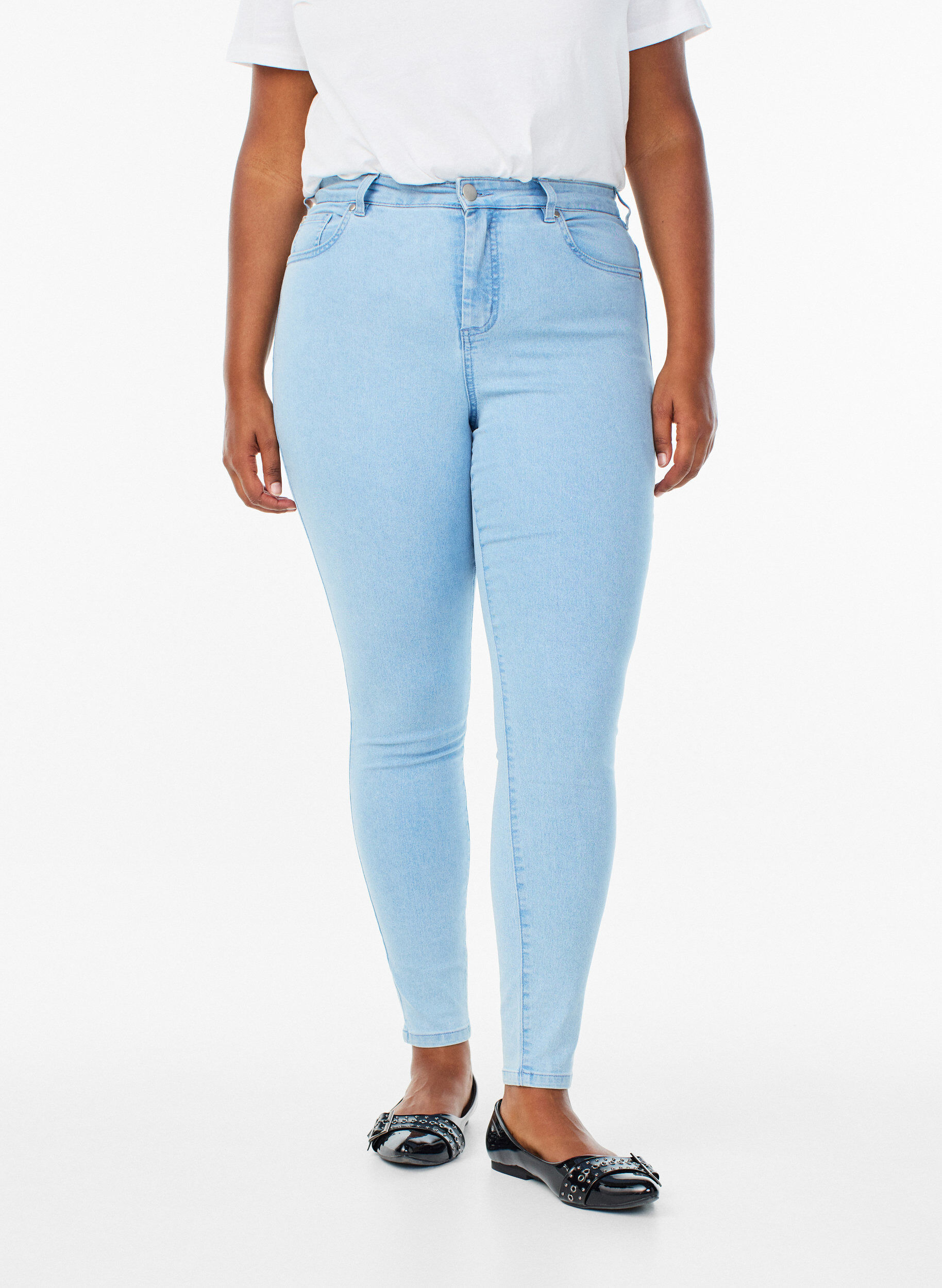 ZizziAmy super slim fit jeans met hoge taille, Blauw, Model image number 2